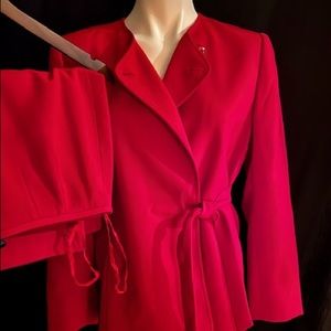 Red Kasper skirt suit
